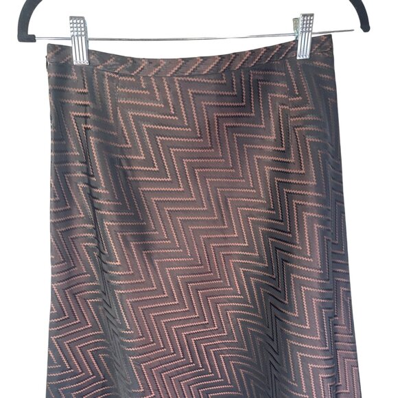 2/$30 Brown & Black Chevron A-Line Skirt By The Limited Size 10 Acetate Fabric M - Picture 1 of 14